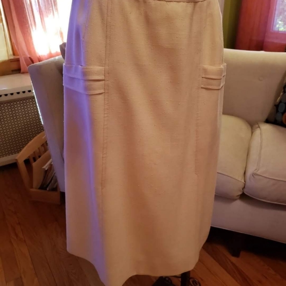Vintage Cottage Tailor Linen  Cream Skirt  12 - Picture 2 of 4